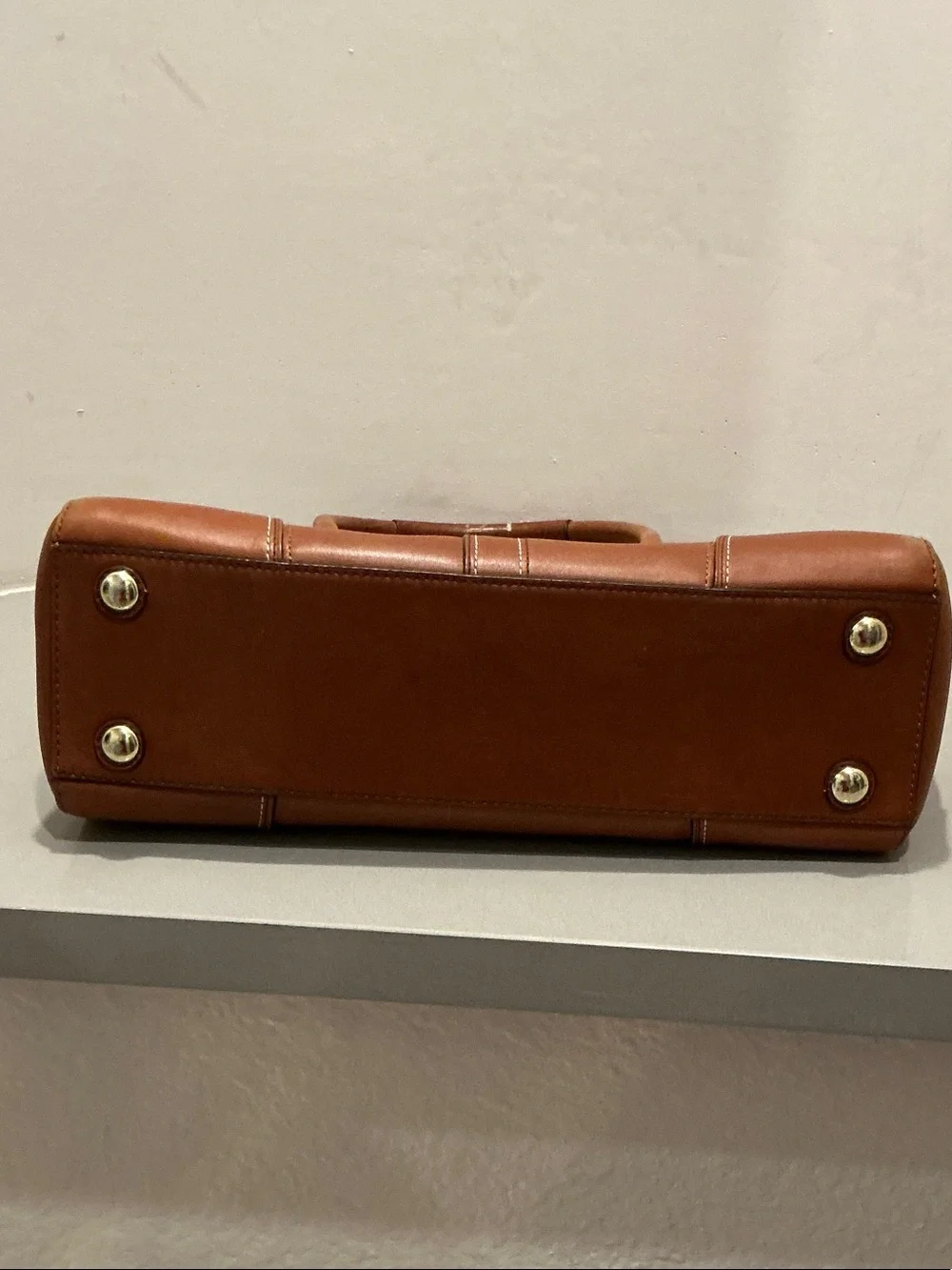 Vintage Coach Hamptons 11047 Acorn Brown Leather Turnlock Carryall Satchel 2007